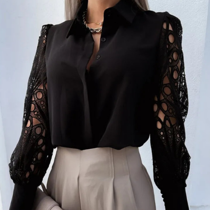 Jolie Black Lace Shirt - Villa Vibes Australia