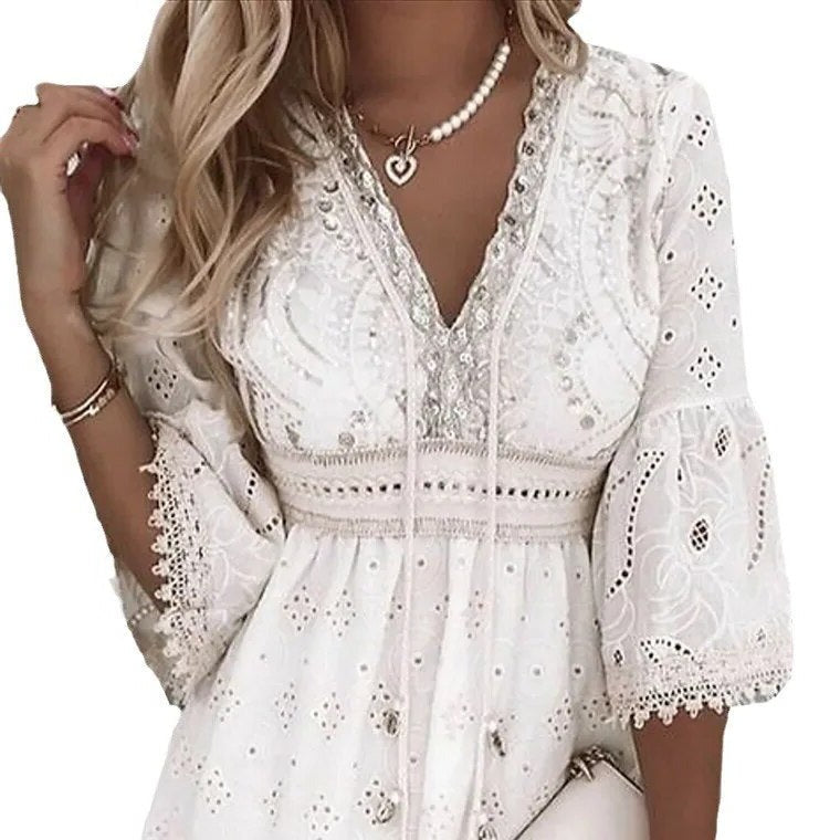 Joss White Embroidered Dress
