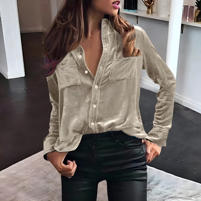 Morgan Champagne Velvet Shirt