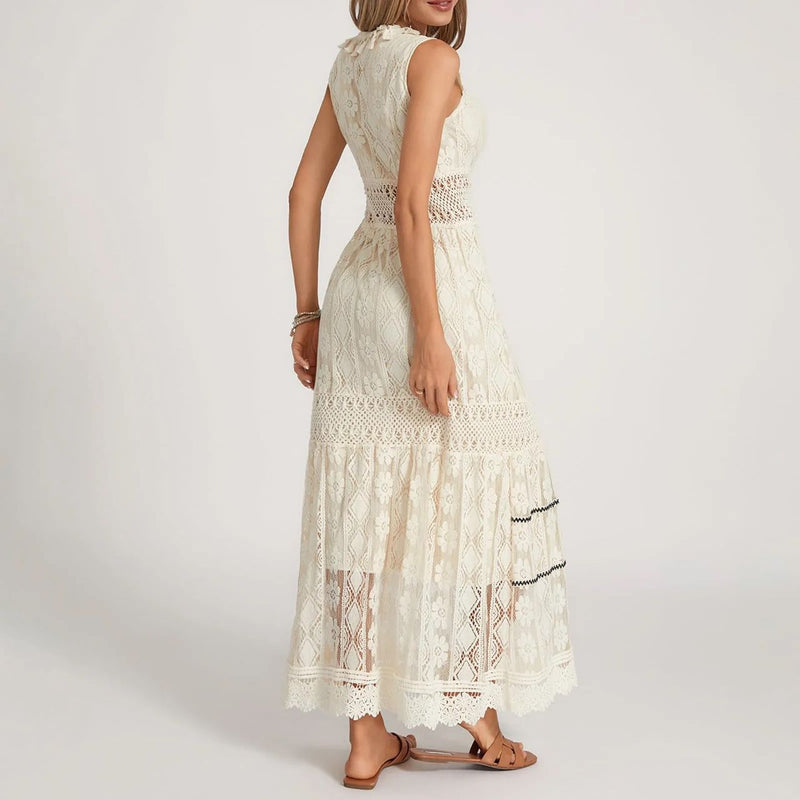 Miranda Cream Maxi Dress - Villa Vibes Australia