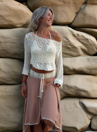 Mira Sand Vintage Crochet Top - Villa Vibes Australia