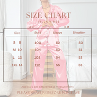 Villa Vibes Enchanted Pink 2pc PJ Set Size Chart
