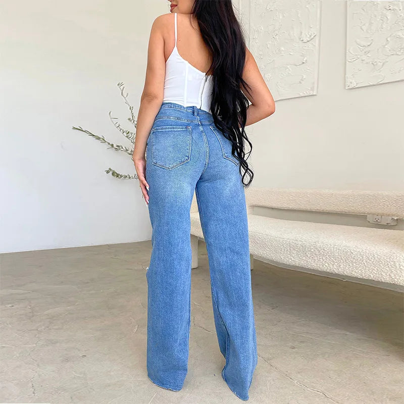 Drew Dark Wash High Waist Ripped Jeans - Villa Vibes Australia