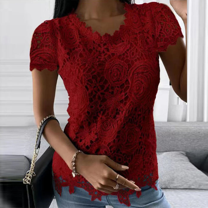 Lohan Cherry Red Lace  Top