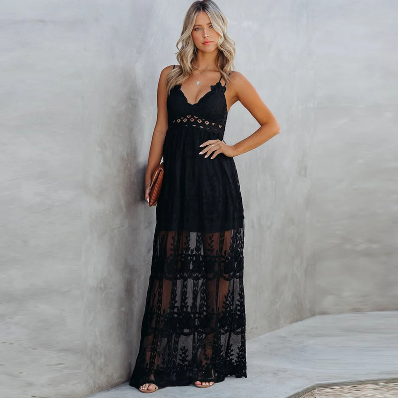 Abby Black Lace Maxi