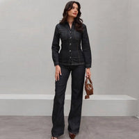 Chrissy Black Denim Pant Set