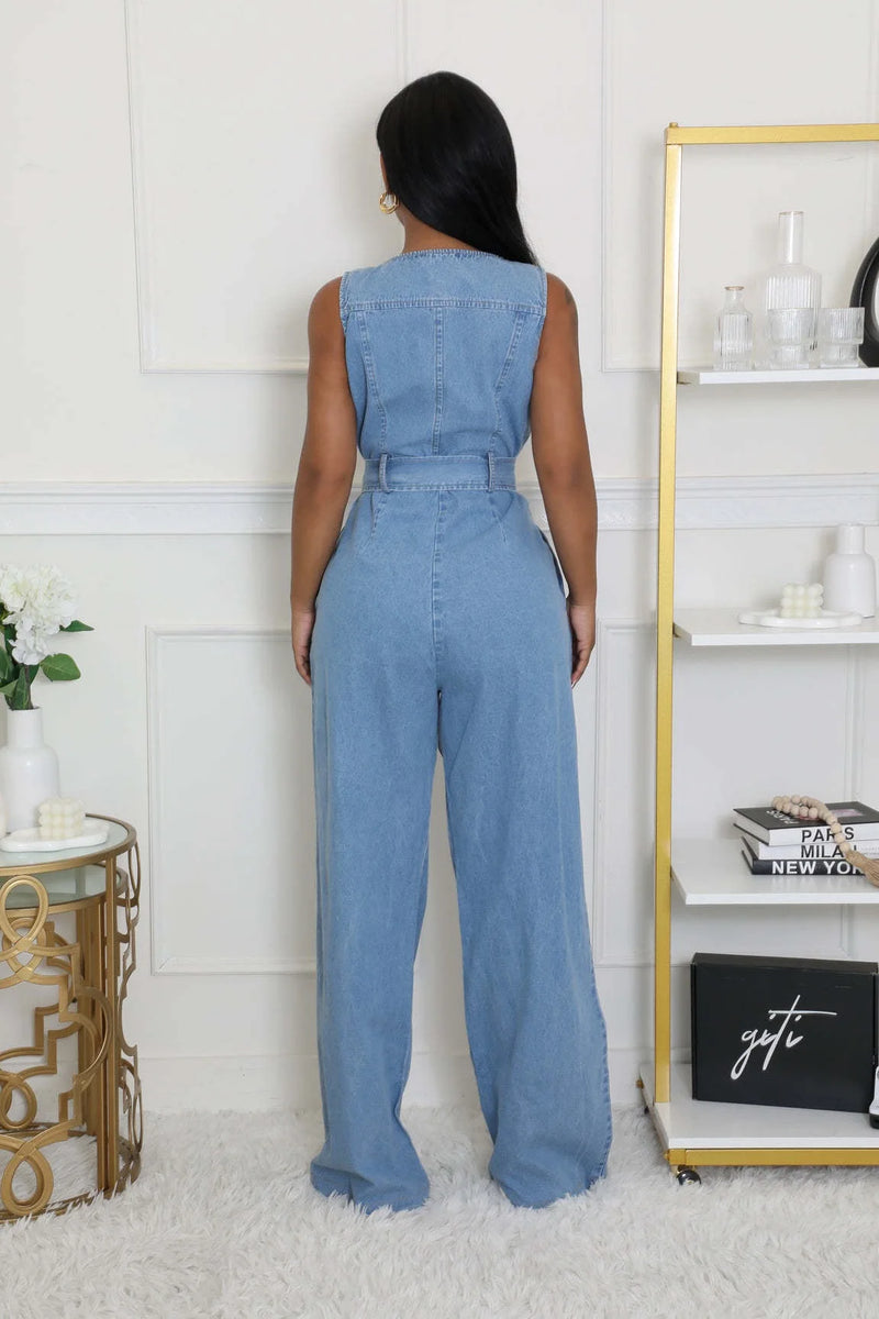 Karina Sleeveless Denim Romper