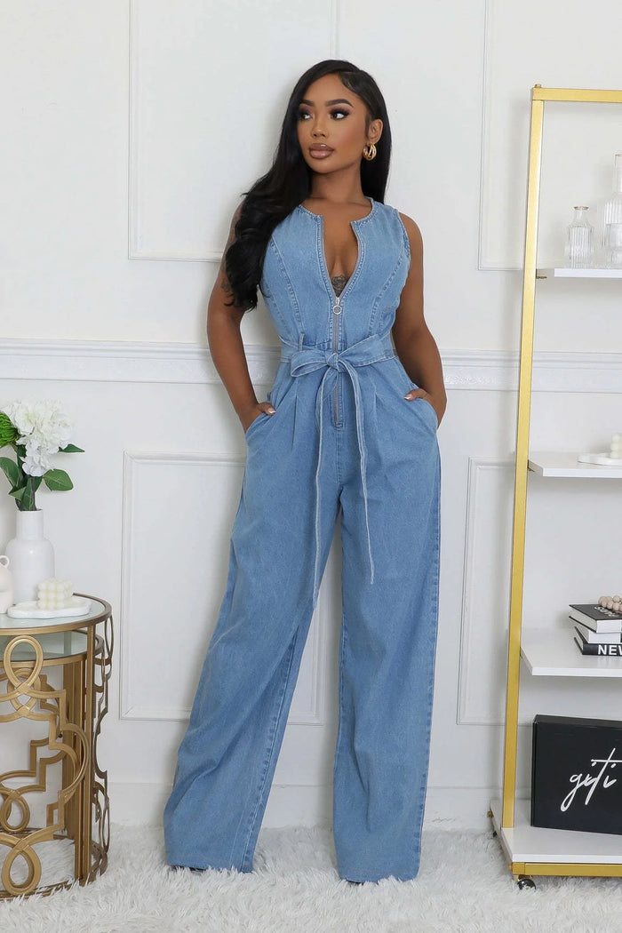 Karina Sleeveless Denim Romper