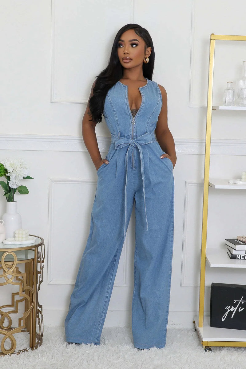 Karina Sleeveless Denim Romper