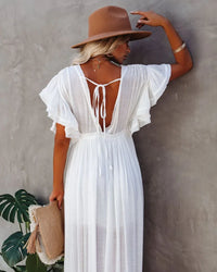 Holly White Drawstring Dress - Villa Vibes Australia