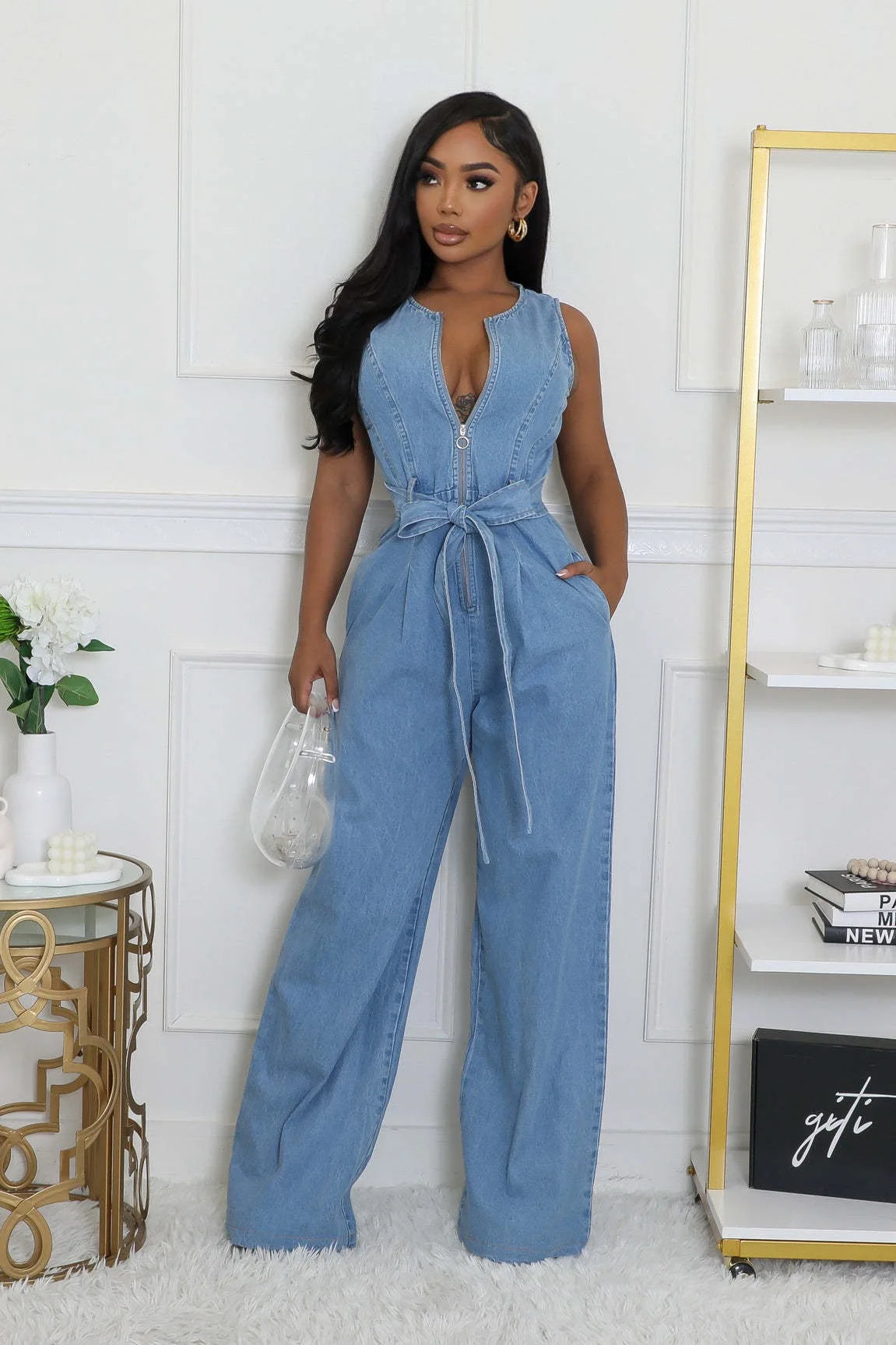 Karina Sleeveless Denim Romper