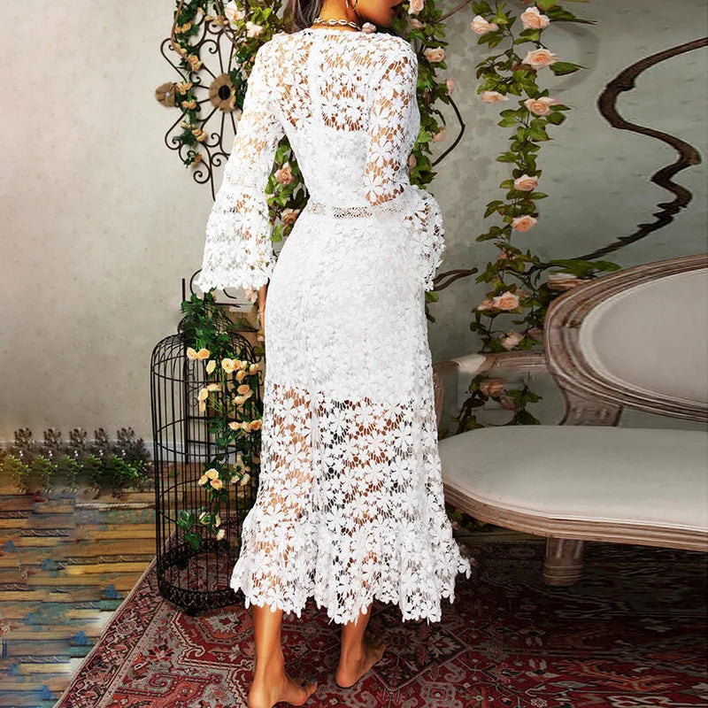 Coco White Lace Party Dress - Villa Vibes Australia