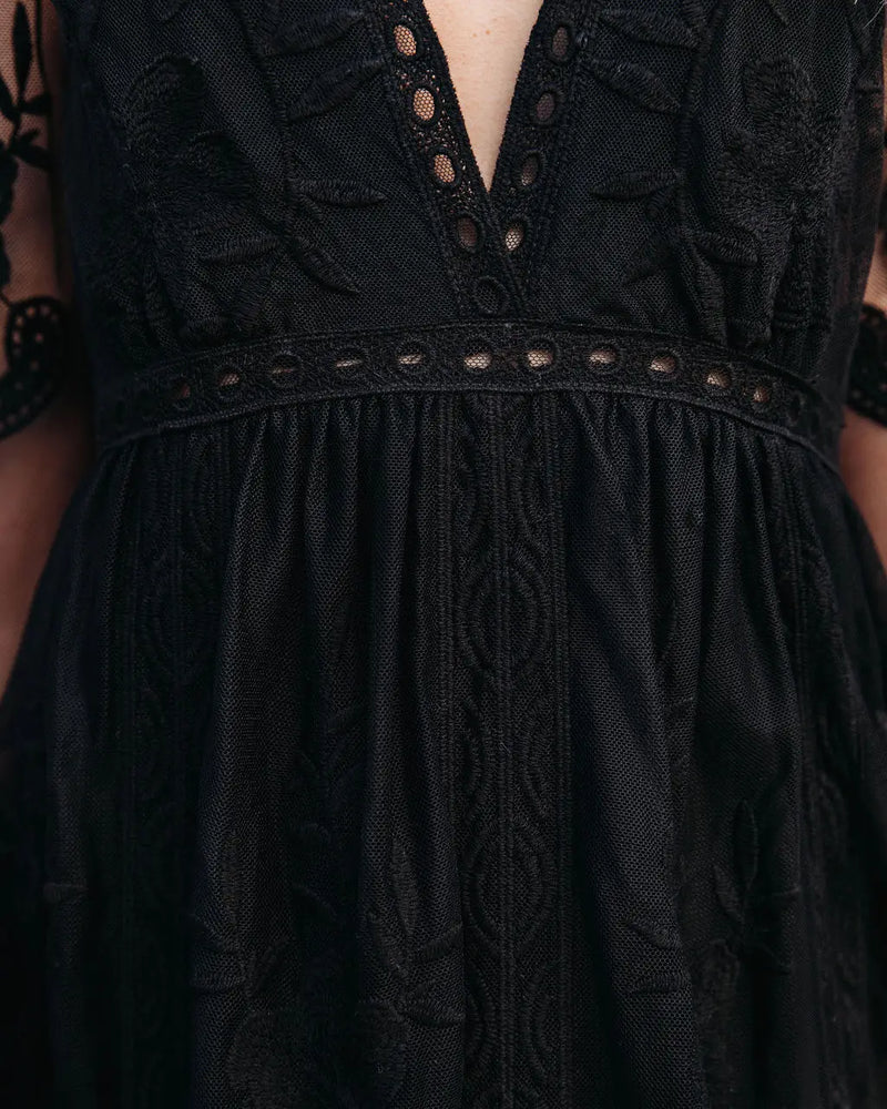Janis Black Lace Silhouette Dress - Villa Vibes Australia