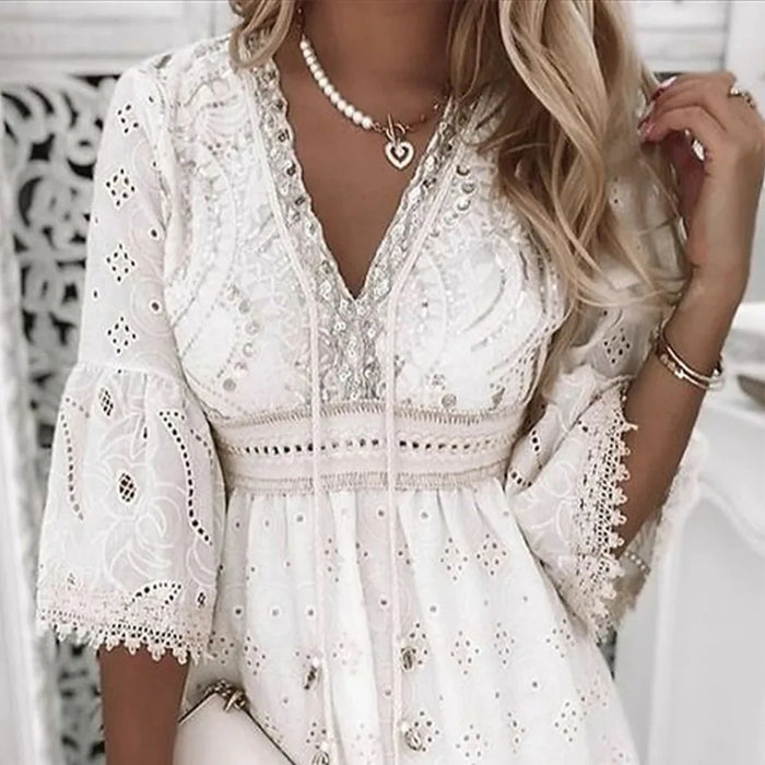Joss White Embroidered Dress