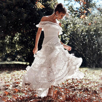 Alexa White Open Shoulder Carnival Dress - Villa Vibes Australia