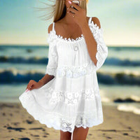 New Fallon White Boho Chic Lace Dress