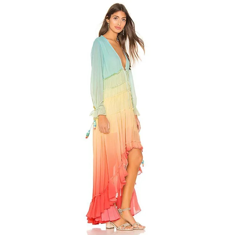 Camille Rainbow Dress - Villa Vibes Australia