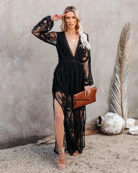 Janis Black Lace Silhouette Dress - Villa Vibes Australia
