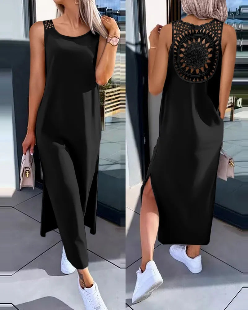 Dash Black Crochet Detail  Dress