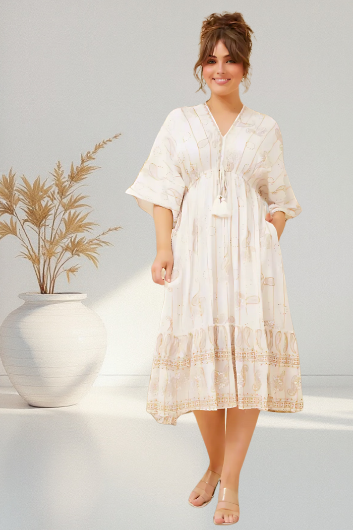 NEW Santorini Embroidered Midi Dress