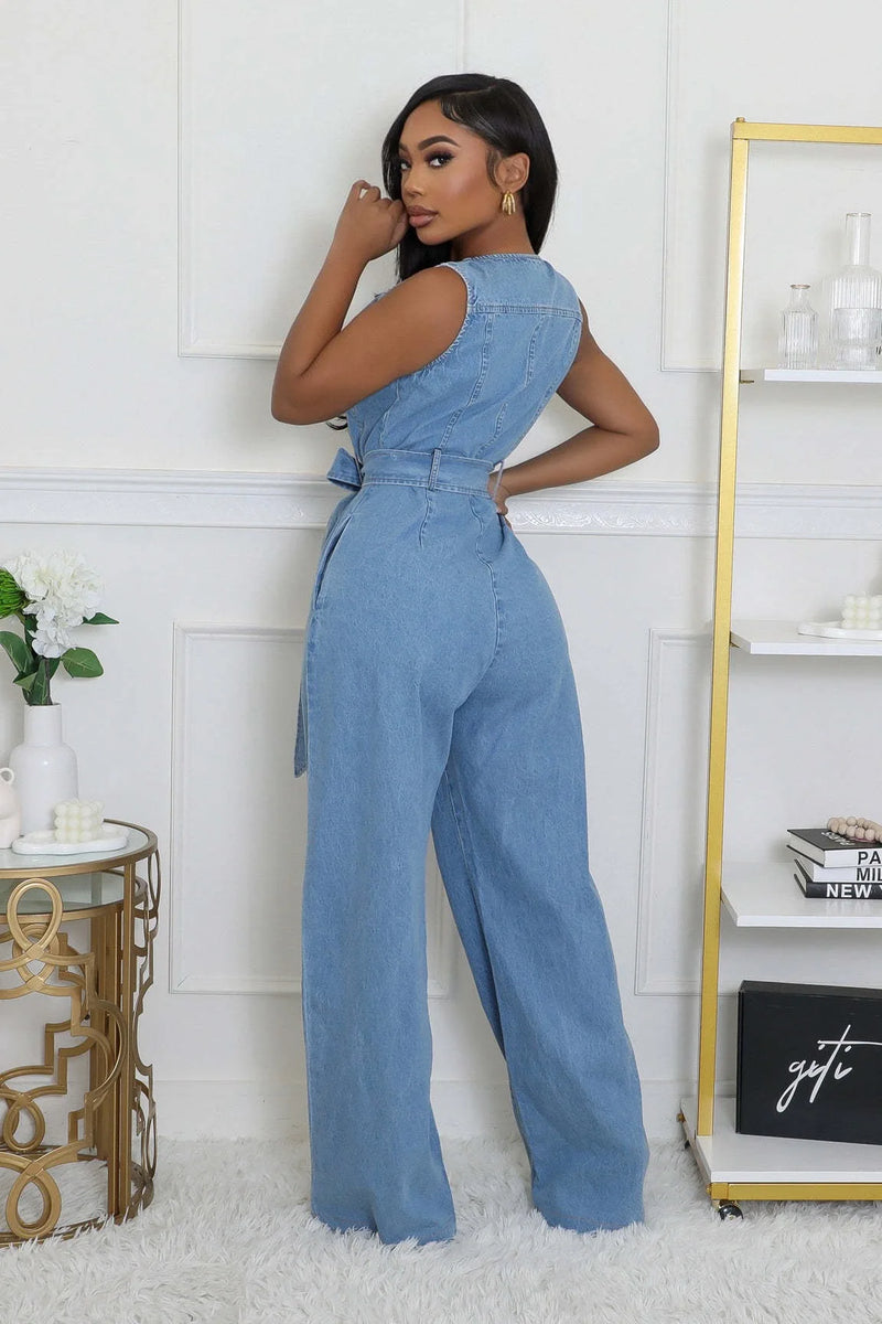 Karina Sleeveless Denim Romper