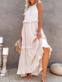 Isabelle Blush Beige Ruffled Dress
