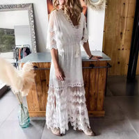 Ava White Lace Boho Dress