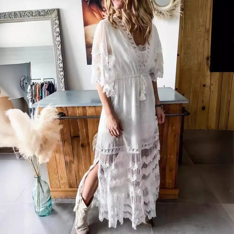 Ava White Lace Boho Dress - Villa Vibes Australia