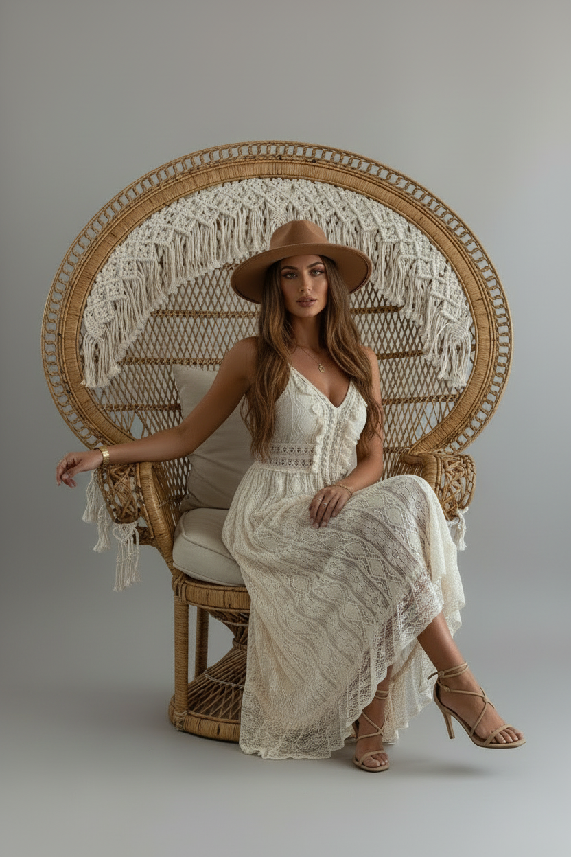 Shiloh Cream Lace Tassel Dress