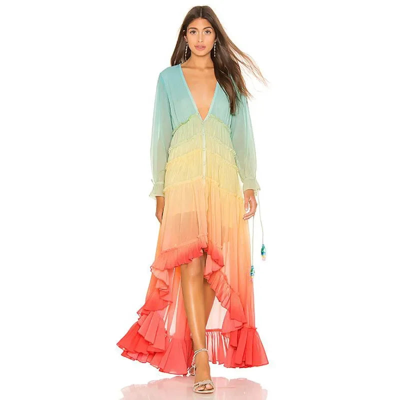 Camille Rainbow Dress - Villa Vibes Australia