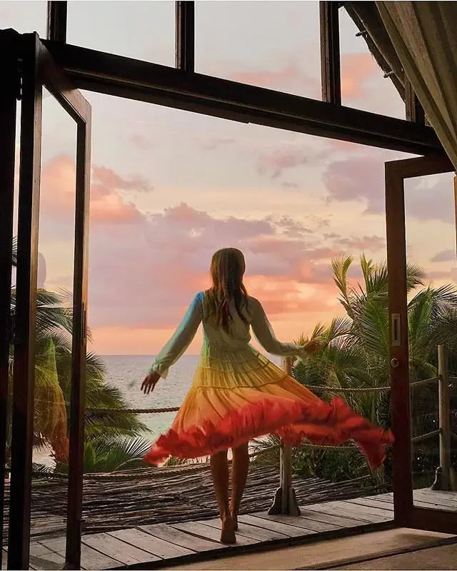 Camille Rainbow Dress - Villa Vibes Australia