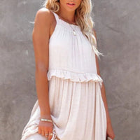 Isabelle Blush Beige Ruffled Dress