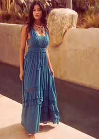 Shakira Malachite Blue Dress - Villa Vibes Australia