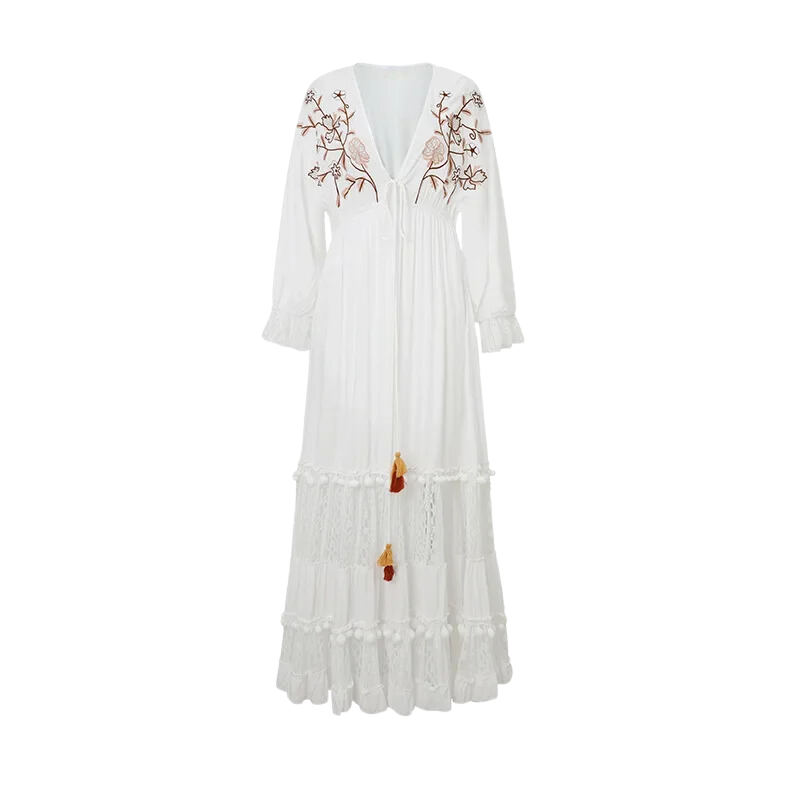 Shannon White Embroidered Dress - Villa Vibes Australia