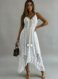 Shiloh White Lace Tassel Dress