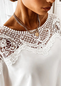 St Barts White Lace Top with lace detailing and a necklace