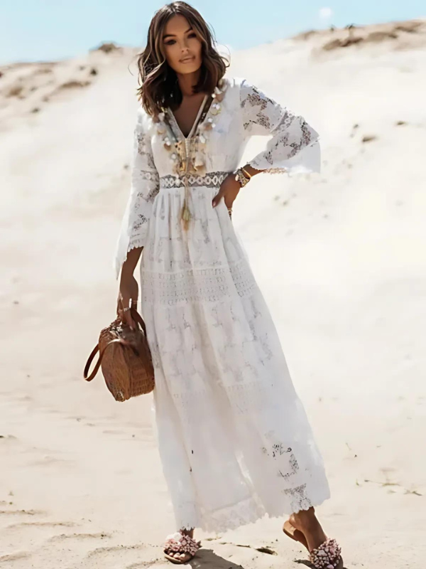 Mendez White Maxi Dress - Villa Vibes Australia