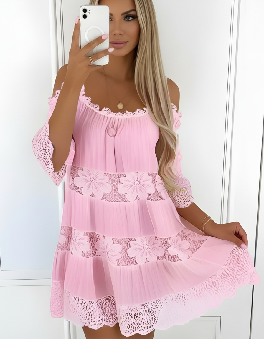 Fallon Pink Lace Dress