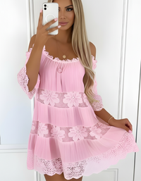 Fallon Pink Lace Dress