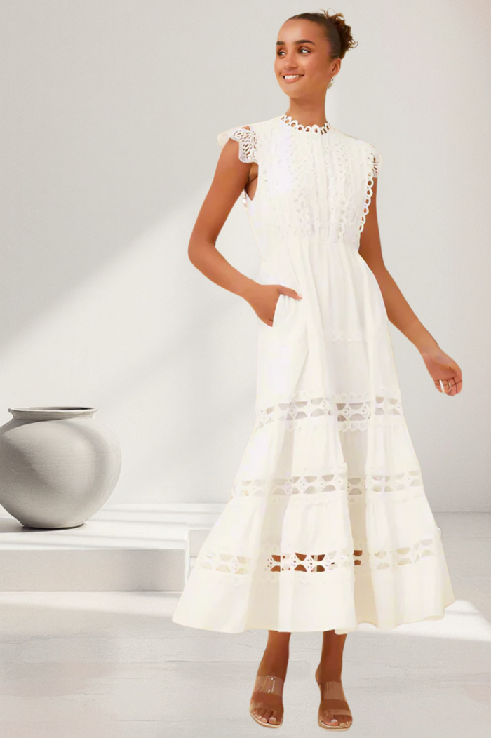 NEW Sicily White Lace Maxi Dress