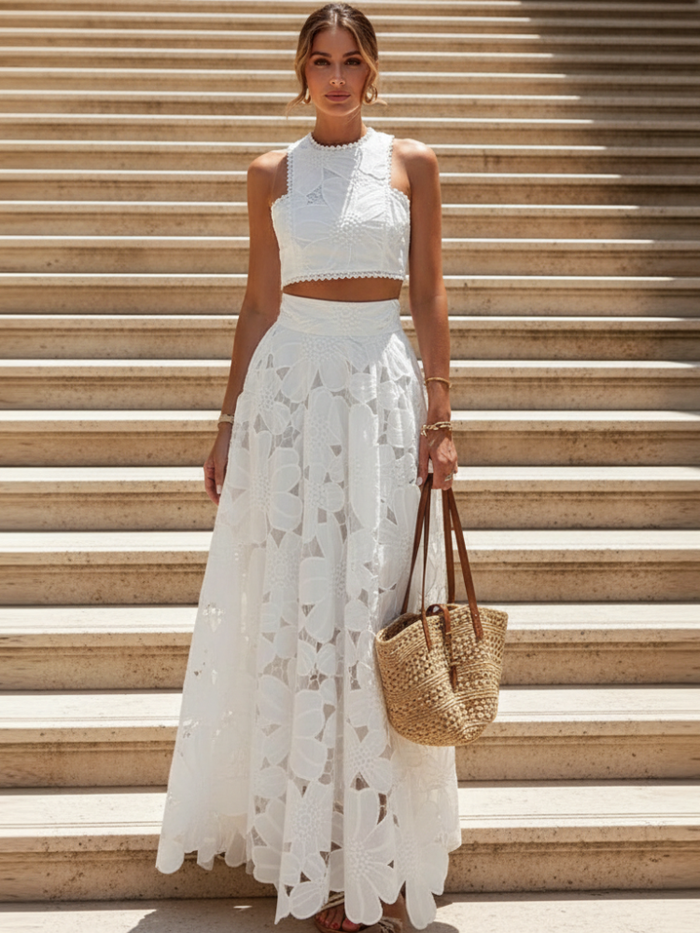 Harper White Skirt Set