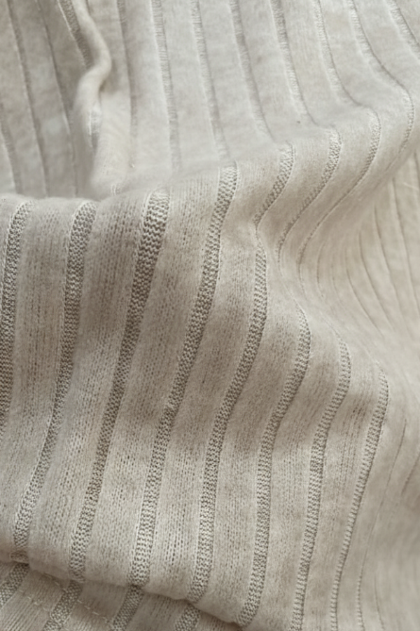 Villa Vibes Ariel Top Close-up of beige ribbed fabric texture