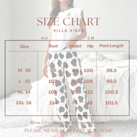 Villa Vibes Passin Princess PJ Set Size Chart