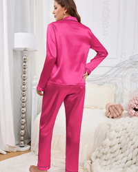  Villa Vibes Sweet Dreams Hot Pink Silky 2pc PJ Set