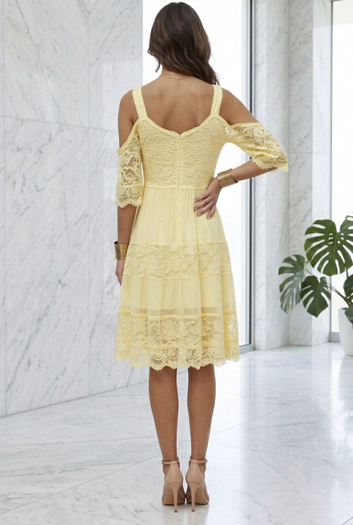 Elle Lemon Lace Dress