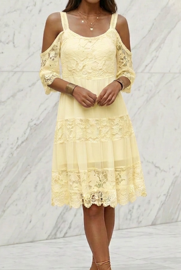 Elle Lemon Lace Dress
