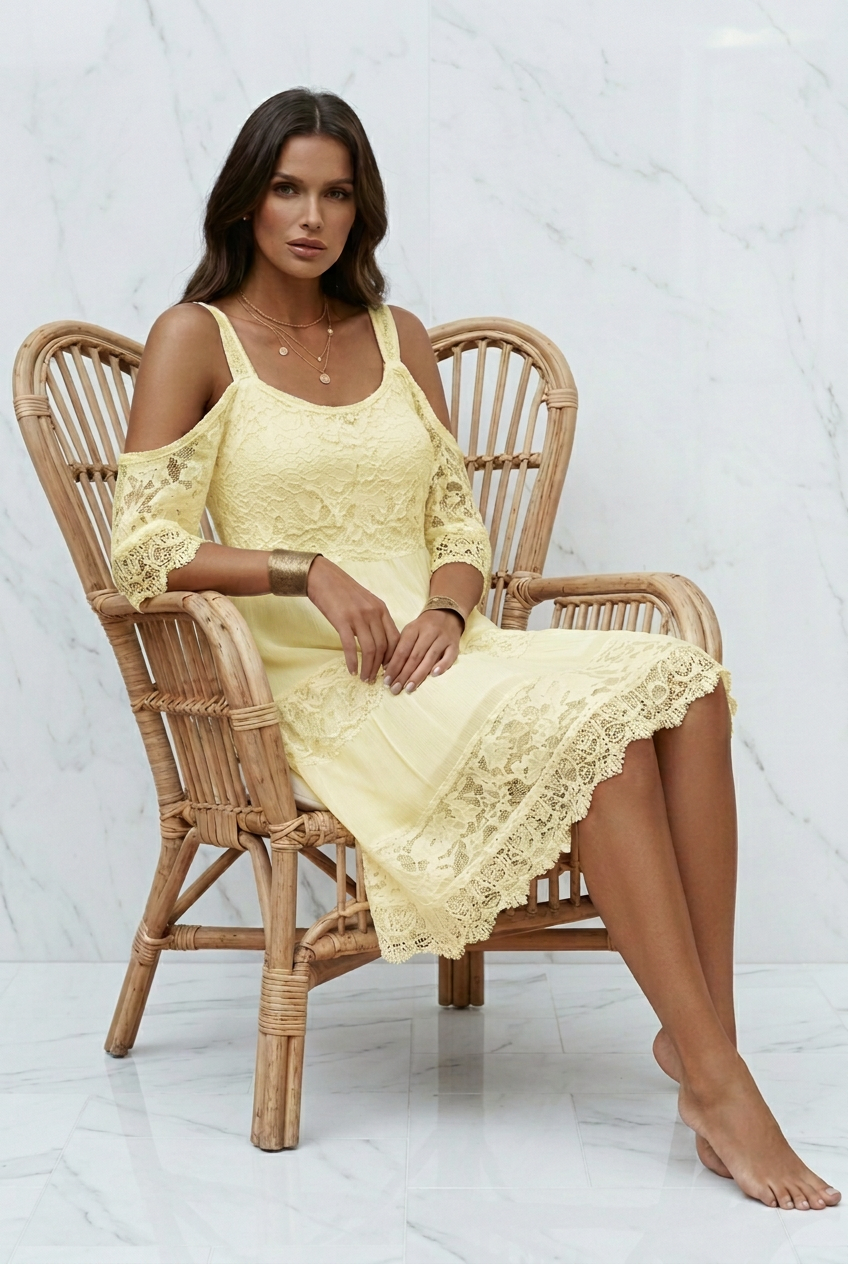 Elle Lemon Lace Dress
