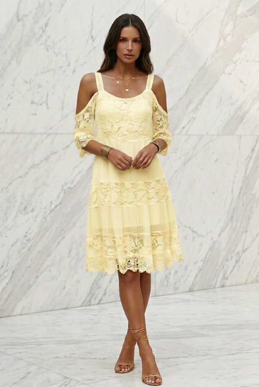 Elle Lemon Lace Dress