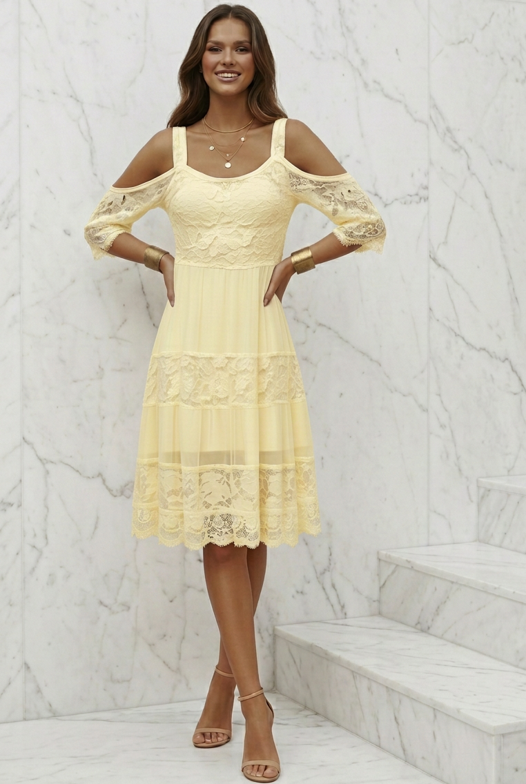 Elle Lemon Lace Dress