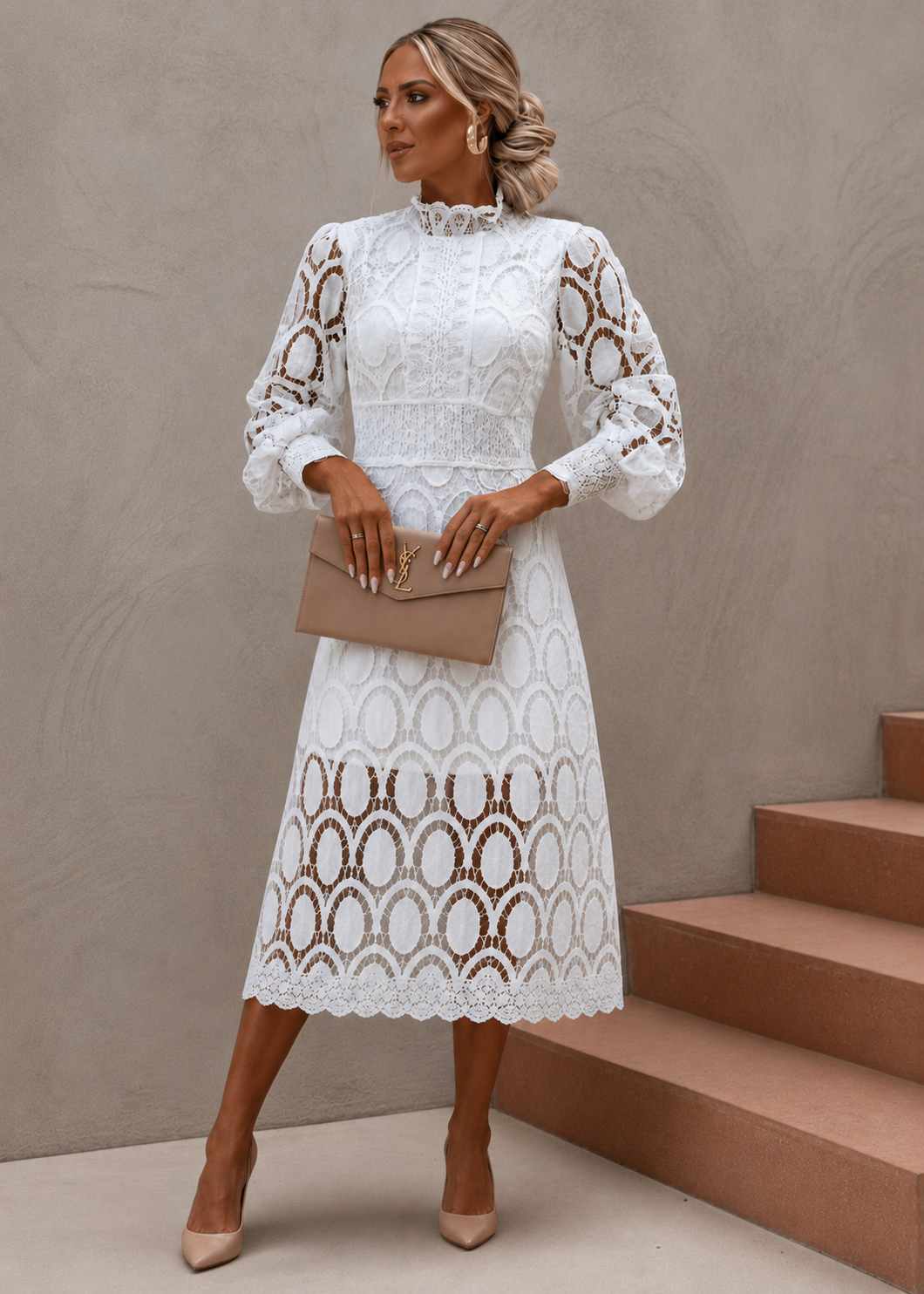 Jasmine White Romance Lace Dress.